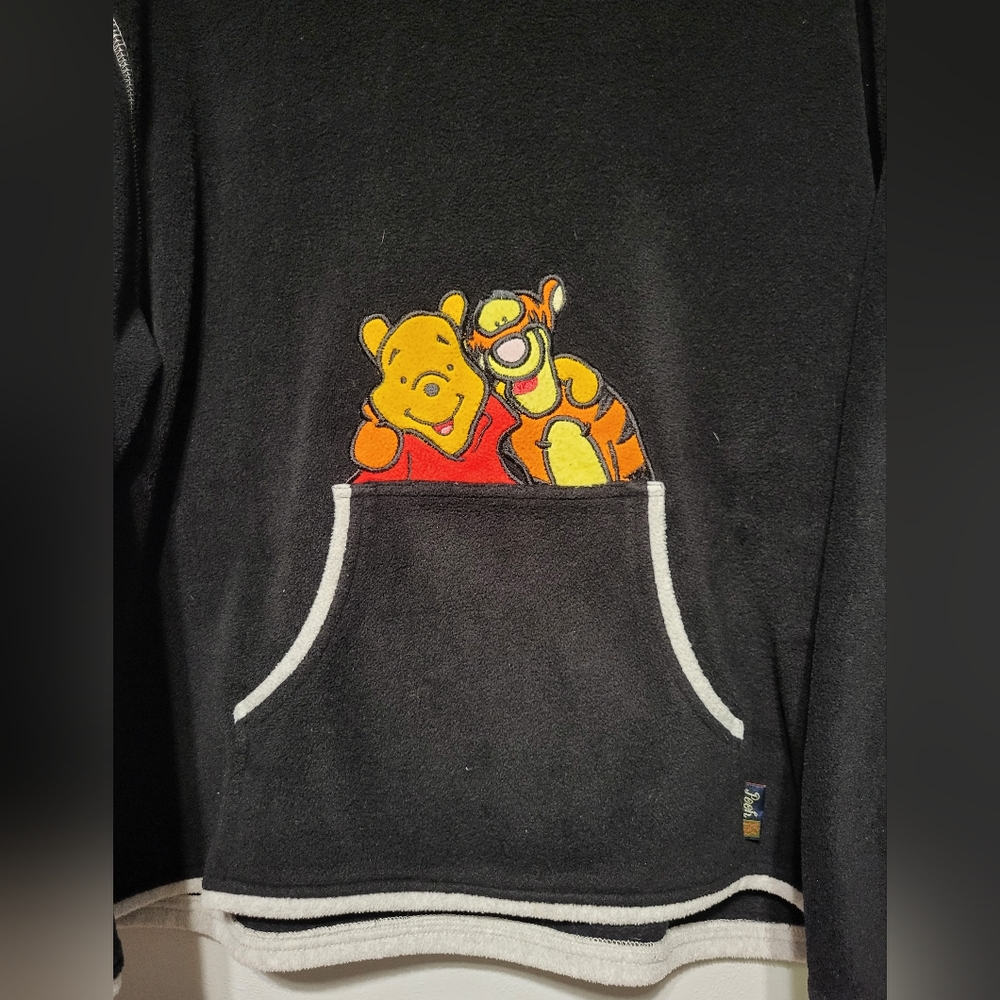 Disney Pooh And Tigger Vintage Black Fleece Hooded Sweatshirt Women's Size Large - Picture 4 of 10